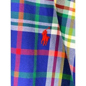 Polo Ralph Lauren Mens 2XB Big & Tall Plaid Button Down Shirt Blue Multi Cotton